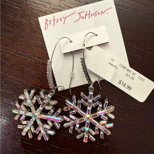 Betsey Johnson Sparkly Snowflake Earrings